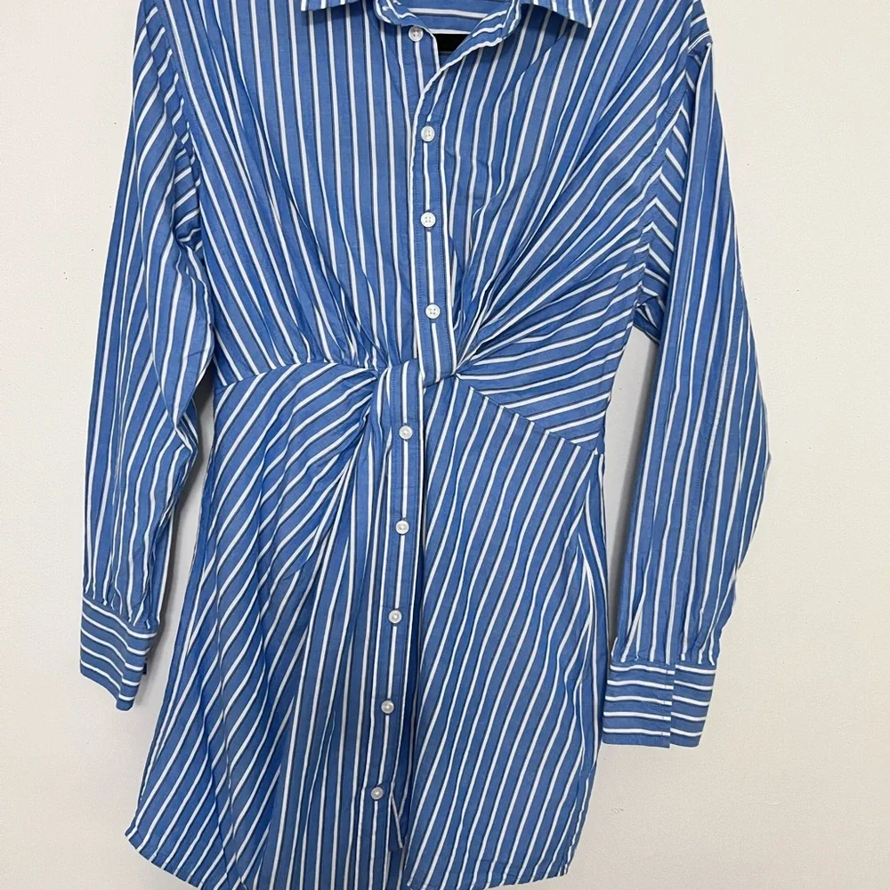 Steve Madden Blue and White Striped Shirt - Picture 5 of 9